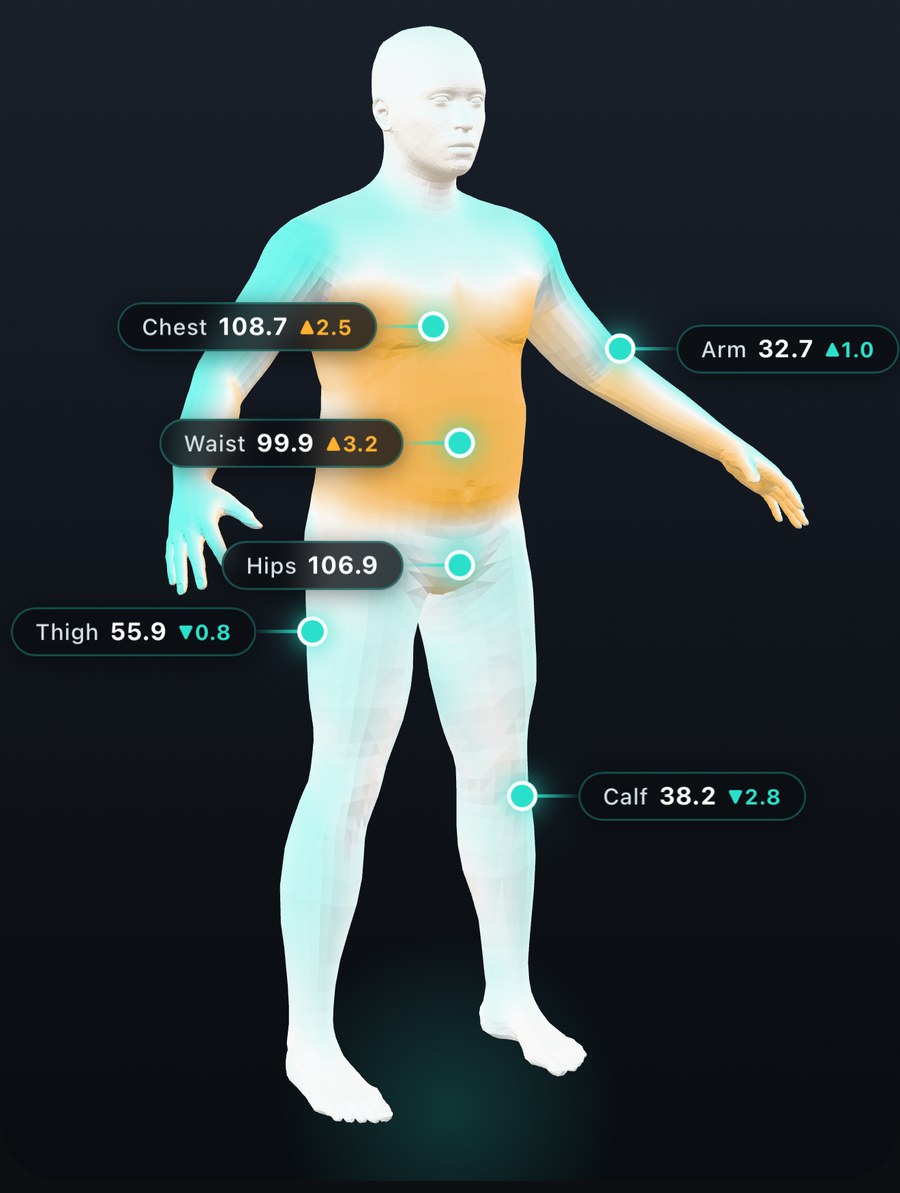 3D body scan with change tracking