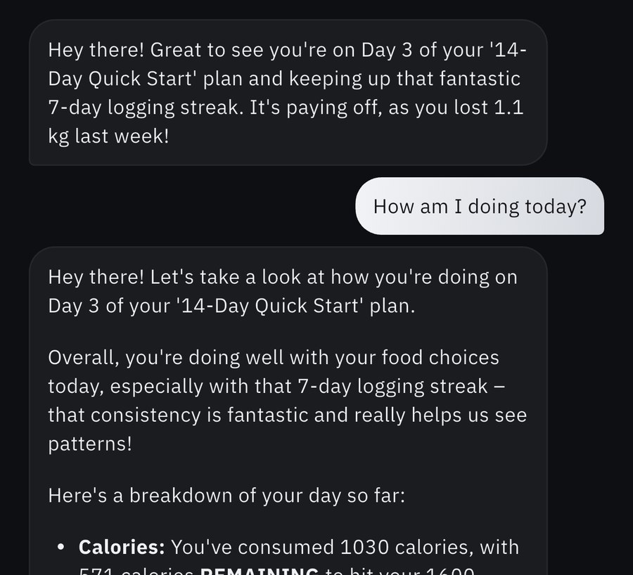 AI nutrition coach chat